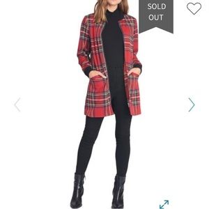 Sanctuary City Topper Zip Front Jacket Red Plaid